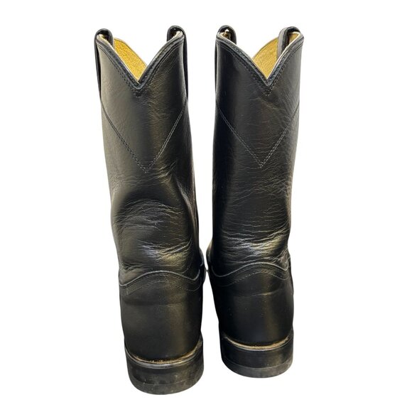 Justin Black Leather Western Boots Size 8.5 - Picture 4 of 12